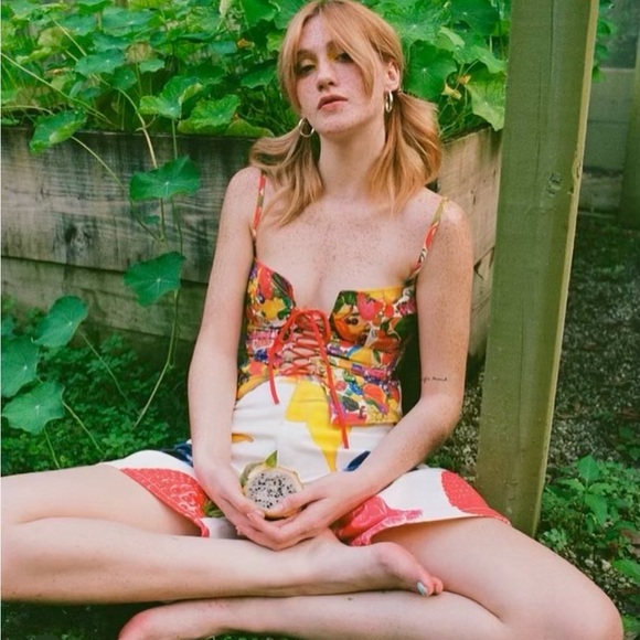 Tyler McGillivary Fruit Sticker Corset in Fruit Stickers Print Medium - Picture 12 of 14